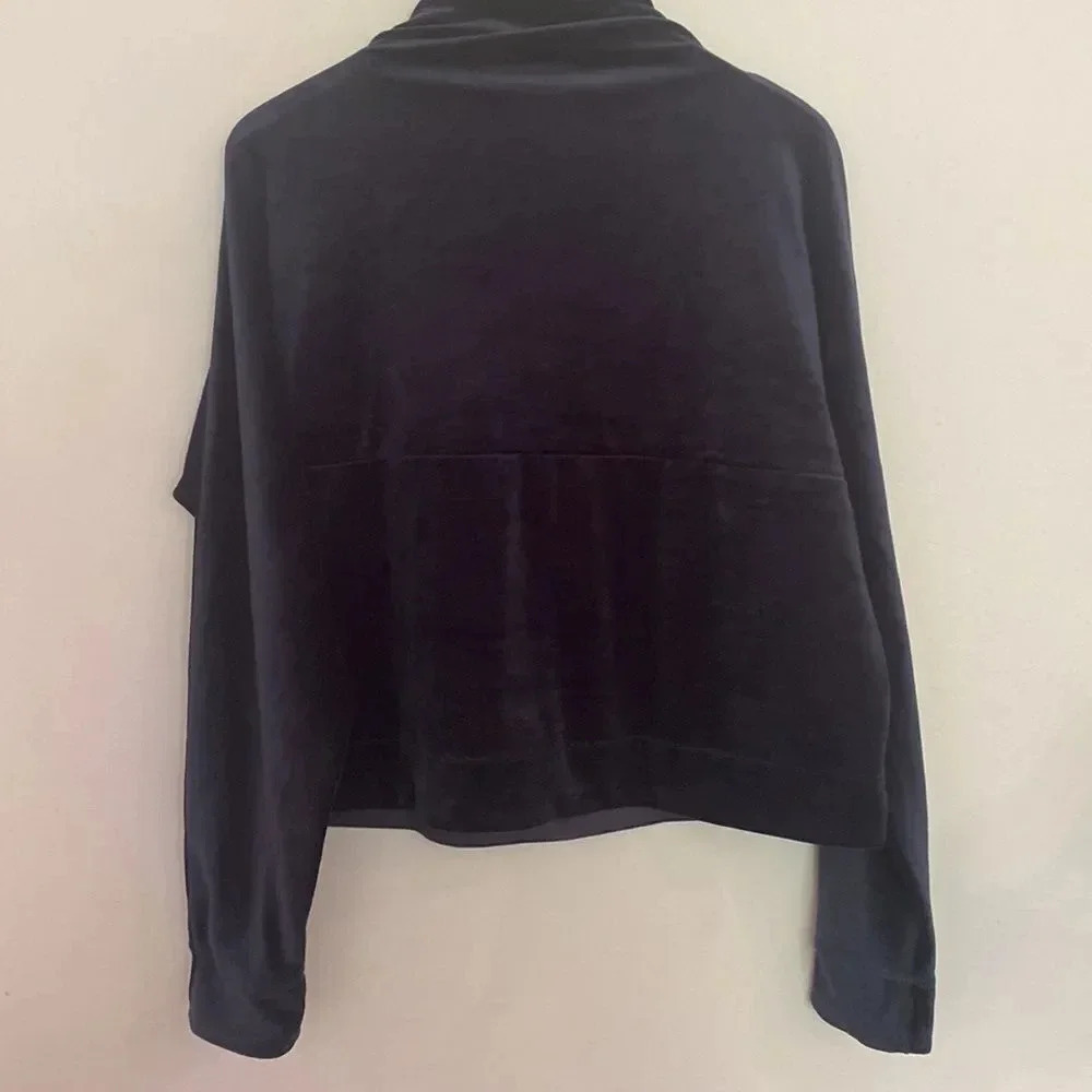 Prana sz L ultra soft velour navy pullover with zip pockets EUC - Picture 5 of 5